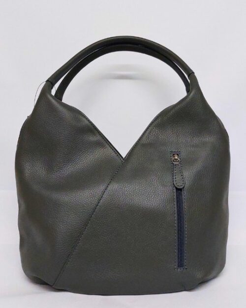 Δερμάτινη Γκρι Τσάντα Ώμου