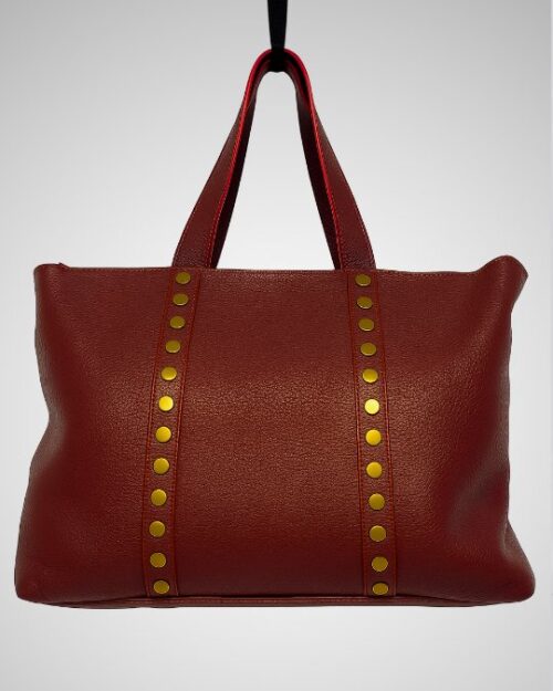 Δερμάτινη Τσάντα Ώμου Μπορντό με Τρουκς