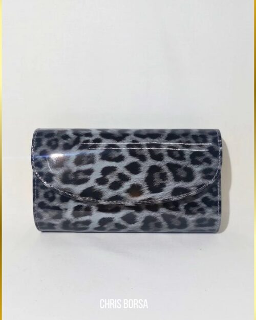 Μαύρο Leopard Βραδινό Τσαντάκι Λουστρίνι