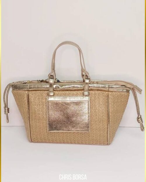 Γυναικεία Τσάντα Shopper Ψάθινη με Λεπτομέρειες